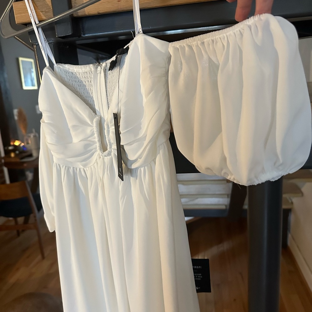White Lulus off the shoulder dress - Picture 2 of 9